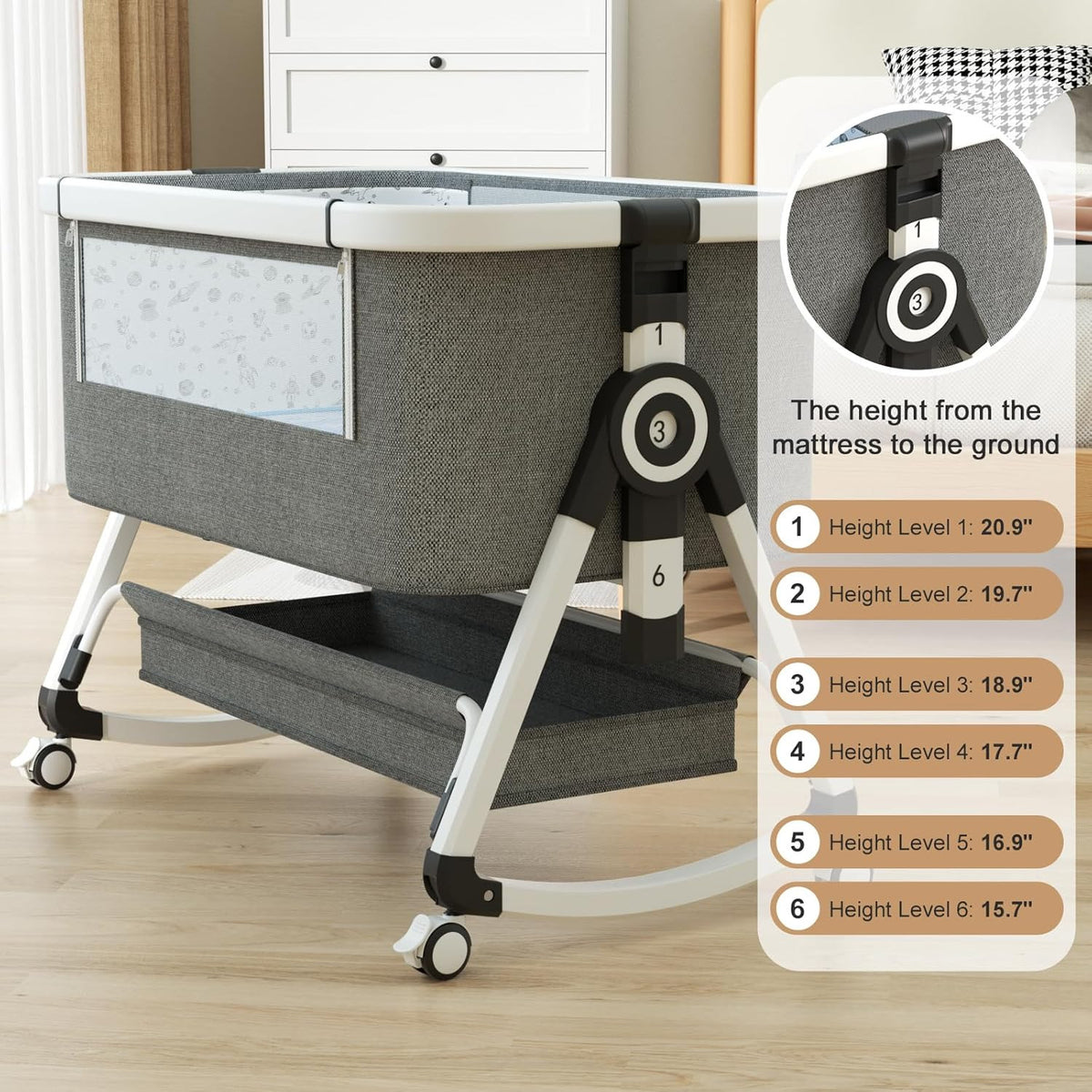 4-in-1 Baby Bassinet Bedside Sleeper