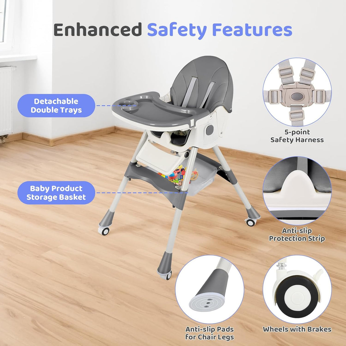 6 in 1 Convertible Baby High Chair