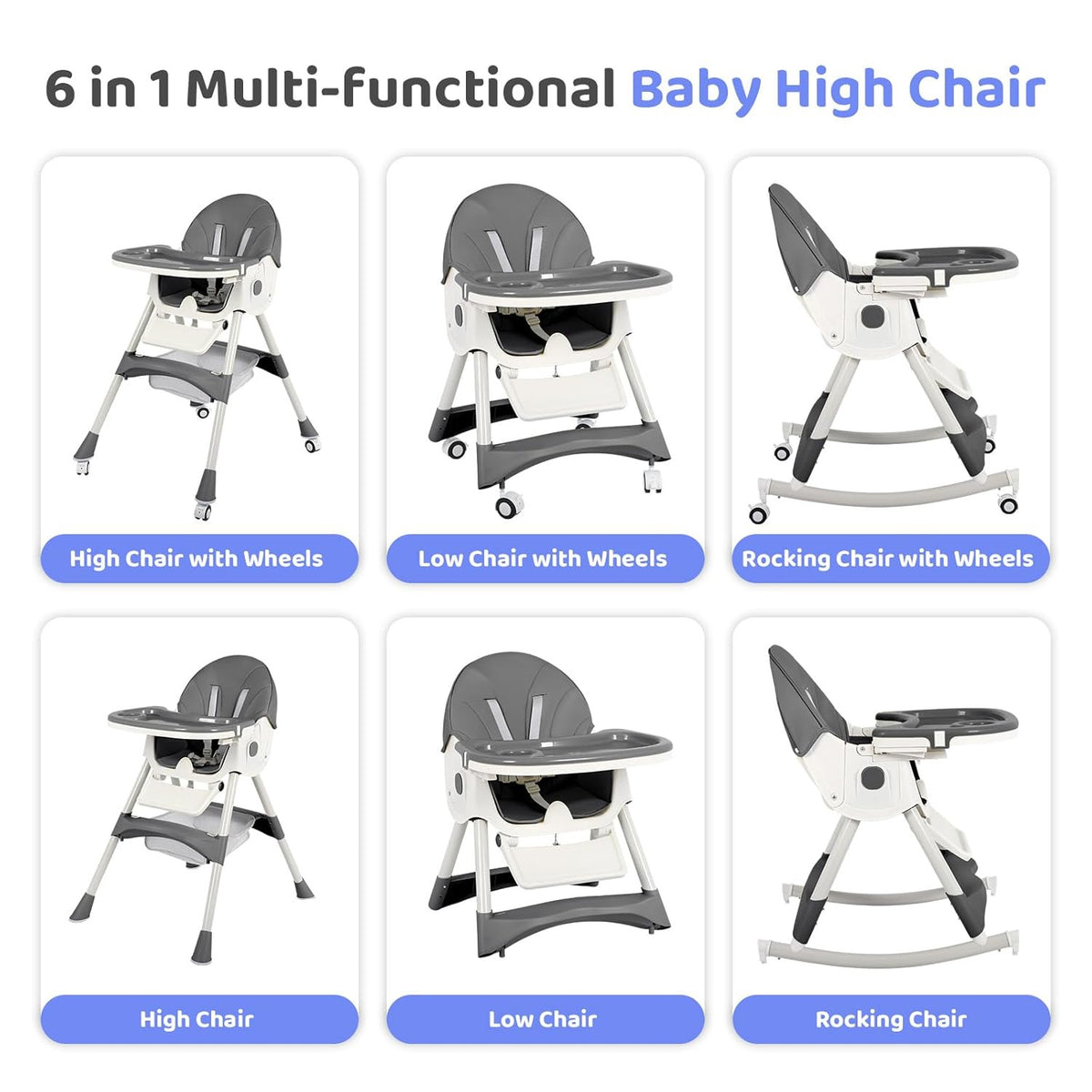 6 in 1 Convertible Baby High Chair