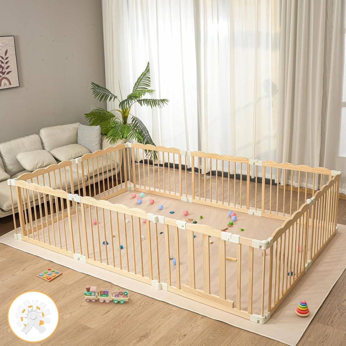 Foldable Wooden Baby Playpen